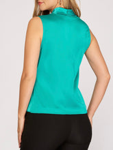 Load image into Gallery viewer, Sleeveless Cowl Overlap Top - Emerald

