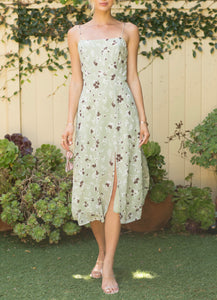 Floral Midi Dress - Pistachio FINAL SALE
