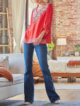 Load image into Gallery viewer, Long Sleeve Embroidered Top - Tomato FINAL SALE
