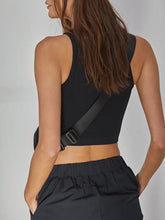 Load image into Gallery viewer, Cropped Waffle Tank - Black
