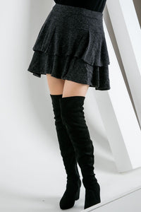 Rib Knit Skirt - Charcoal FINAL SALE